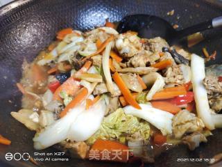 胡萝卜白菜梗炒鸡的做法步骤：8